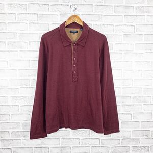 Ted Baker Men's Long Sleeve Polo Shirt in Burgundy Cotton size 5